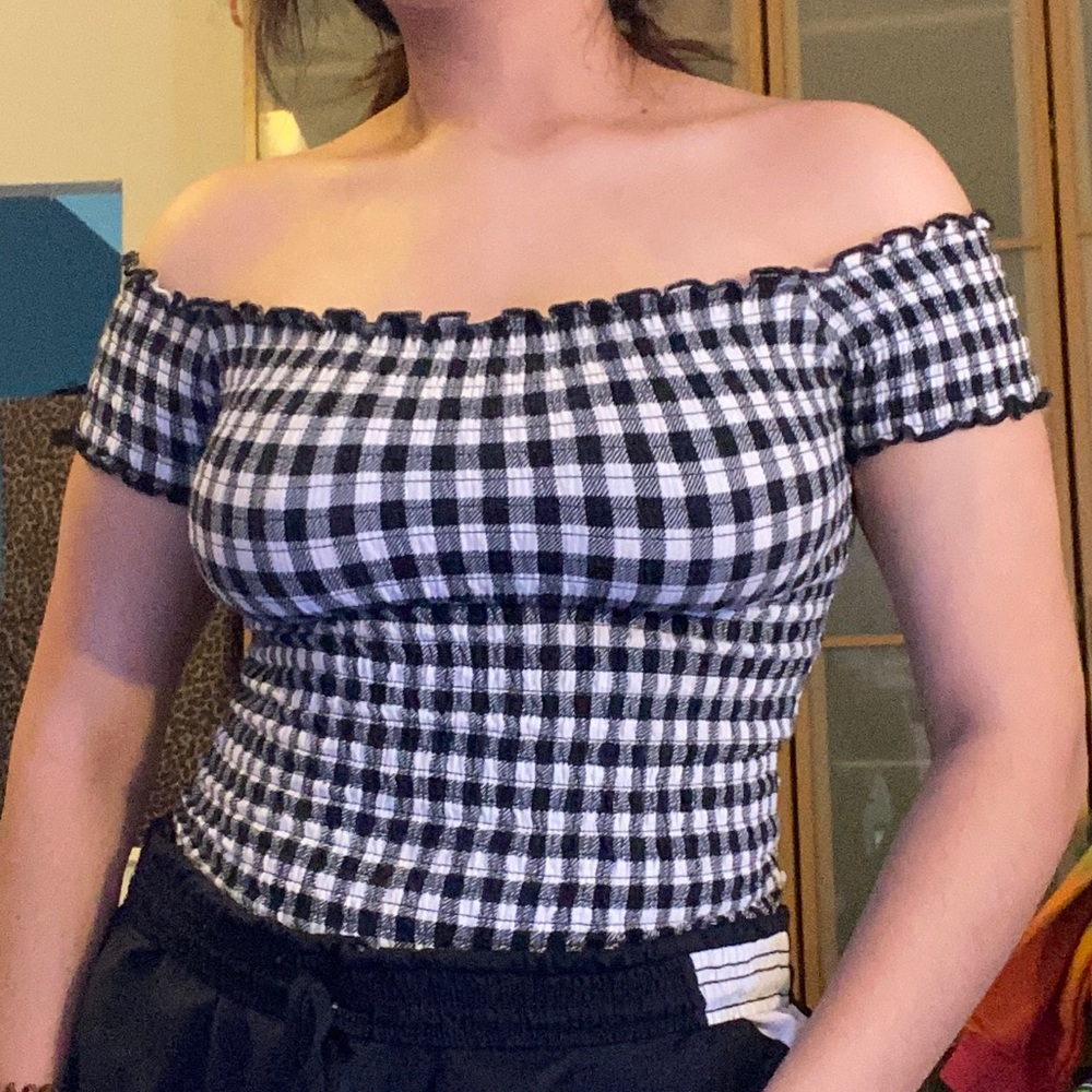 Hollister gingham off the shoulder top